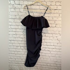Cinq a Sept Christa Ruffle asymmetrical dress in Navy. Sz 00. NWT.